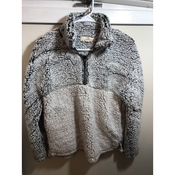 Thread & Supply Women's Sherpa Quarter Zip Pullover Jacket Charcoal Size X-Small - Picture 1 of 5